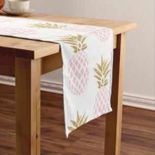 Elegant faux gold tropical pineapple pattern short table runner