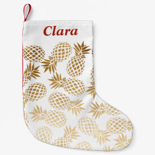 elegant faux gold tropical pineapple pattern small christmas stocking