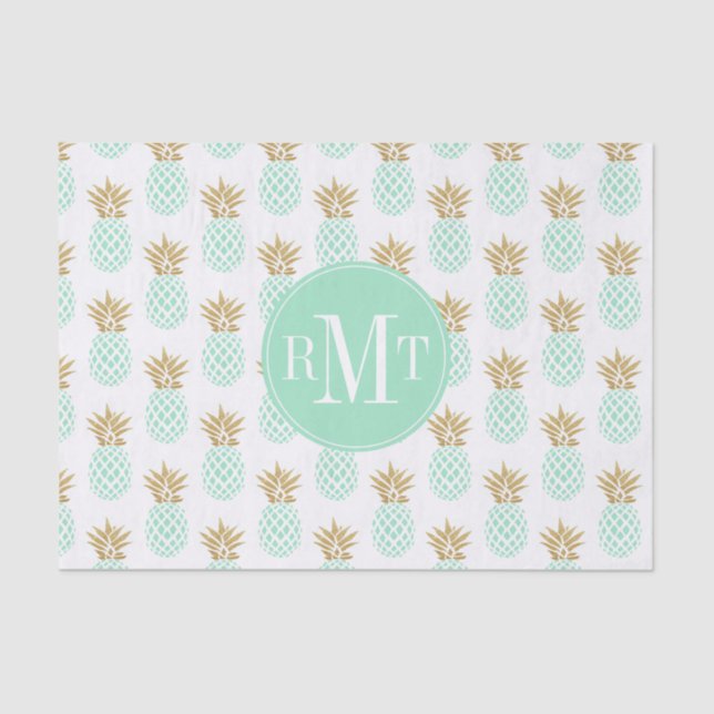 Elegant faux gold tropical pineapple pattern tissue paper (Front)