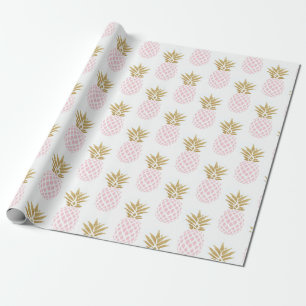 Elegant faux gold tropical pineapple pattern wrapping paper