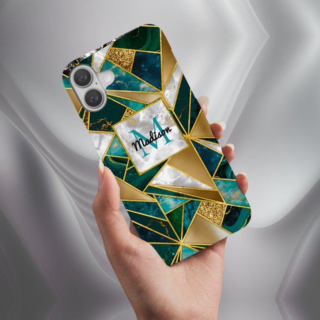 Elegant faux gold turquoise geometric Case-Mate iPhone case (Creator Uploaded)