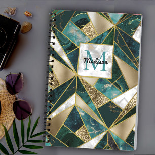 Elegant faux gold turquoise geometric notebook