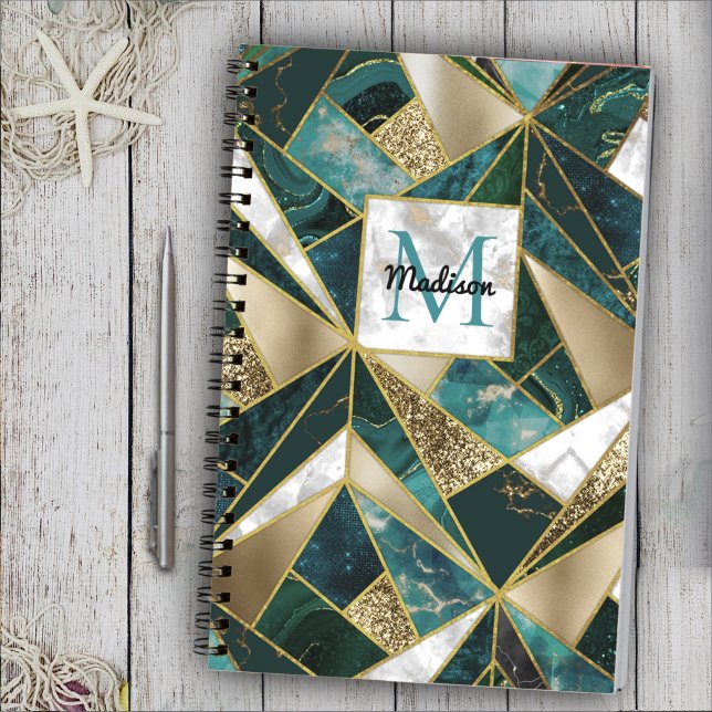 Elegant faux gold turquoise geometric sketchbook notebook (Creator Uploaded)