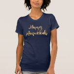 Elegant Faux Gold Typography Happy Hanukkah T-Shirt<br><div class="desc">Faux Gold Typography Elegant Happy Hanukkah Party Shirt</div>
