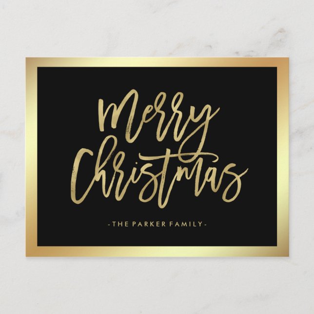 Elegant Faux Gold Typography | Merry Christmas Holiday Postcard (Front)