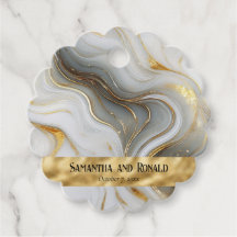 Elegant Faux Gold, White & Grey Marbled Wedding 