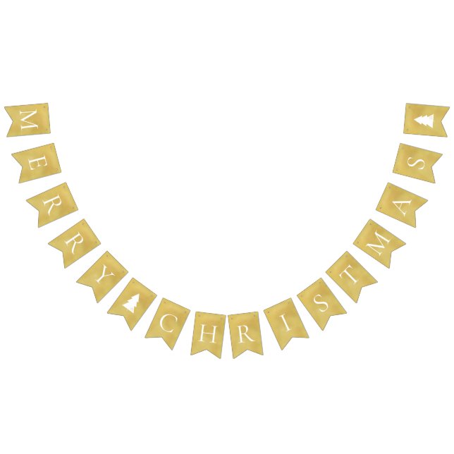 Elegant Faux Gold White Merry Christmas Bunting (All)