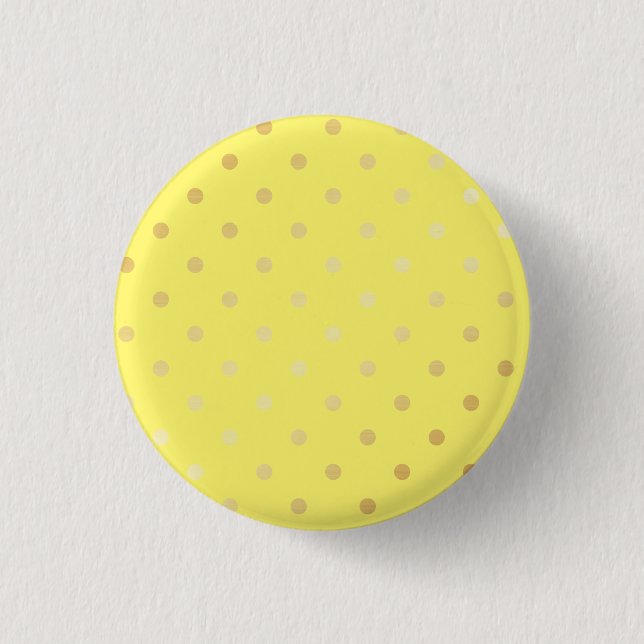 elegant faux gold yellow polka dots 3 cm round badge (Front)