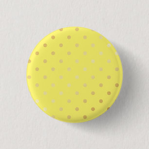 elegant faux gold yellow polka dots 3 cm round badge