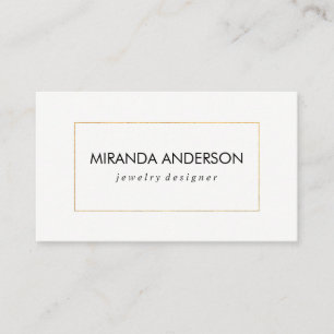 Elegant Faux Golden Border Black White Business Card