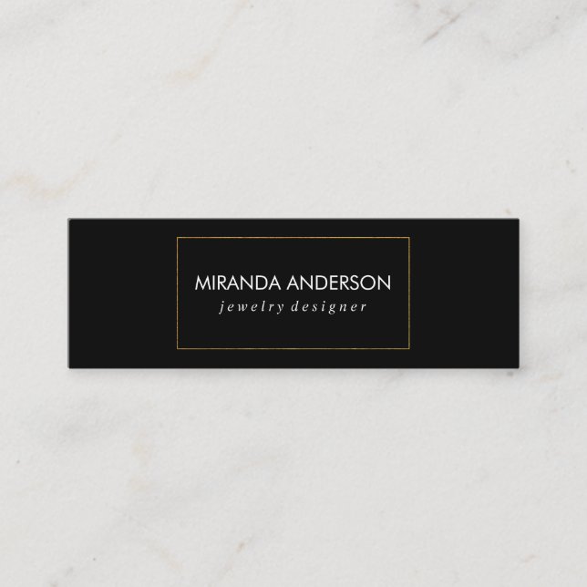 Elegant Faux Golden Border Mini Business Card (Front)