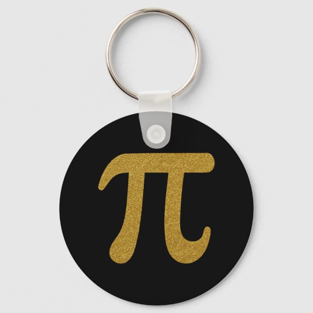 Elegant Faux Golden Glitter Symbol for Number Pi Key Ring (Front)
