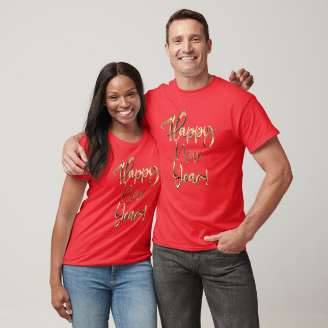 Elegant Faux Golden Handwriting Happy New Year T-Shirt (Unisex)