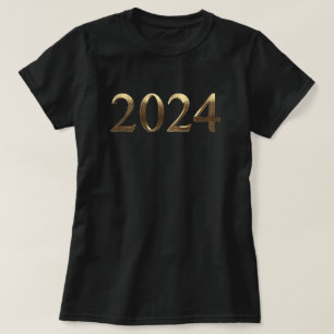 Elegant Faux Golden Numbers Happy New Year 2024 T-Shirt