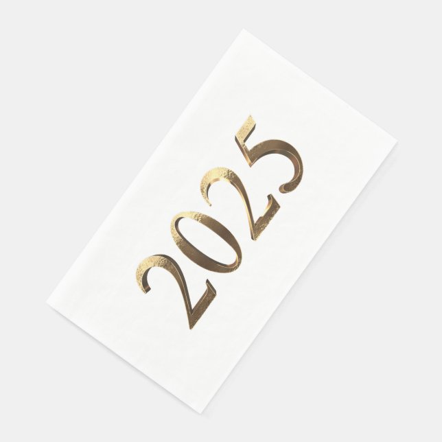 Elegant Faux Golden Numbers Happy New Year 2025 Napkin (Corner)