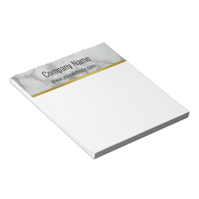 Elegant Faux Grey Marble Business Text Template Notepad (Angled)