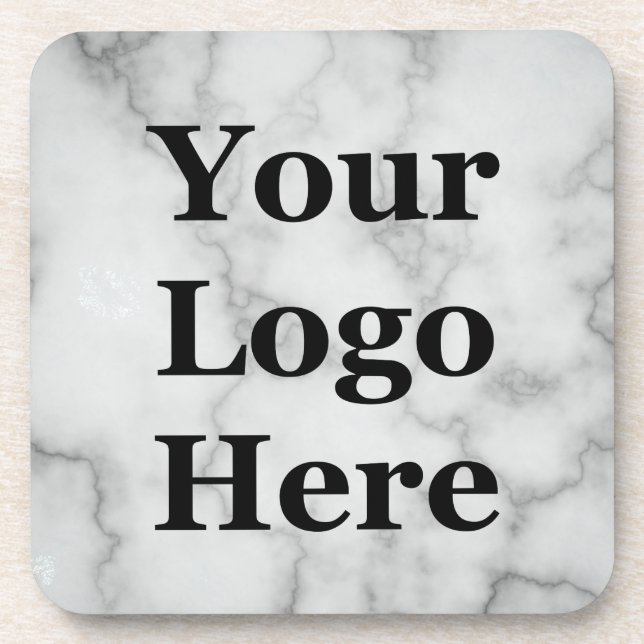 Elegant Faux Grey Marble Your Logo Here Coaster (Front)