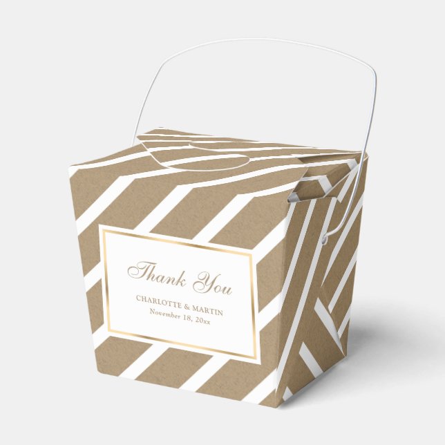 Elegant Faux Kraft Gold Wedding Thank You Favour Box (Front Side)