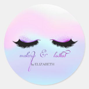 Elegant Faux Lashes Holographic Classic Round Sticker