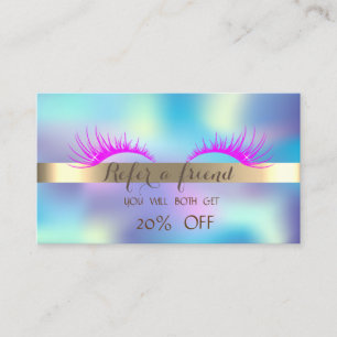 Elegant Faux Lashes Holographic  Referral Card