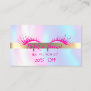 Elegant Faux Lashes Holographic  Referral Card