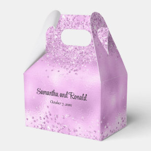 Elegant Faux Lilac Glitter and Foil Wedding Favour Box