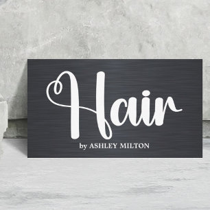 Elegant Faux Metal Black White Hair Salon Business Card