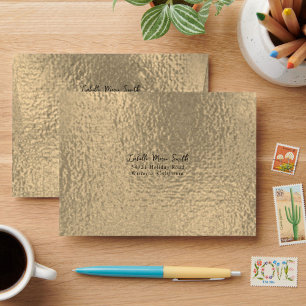 Elegant Faux Metallic Bronze Design Wedding Envelope