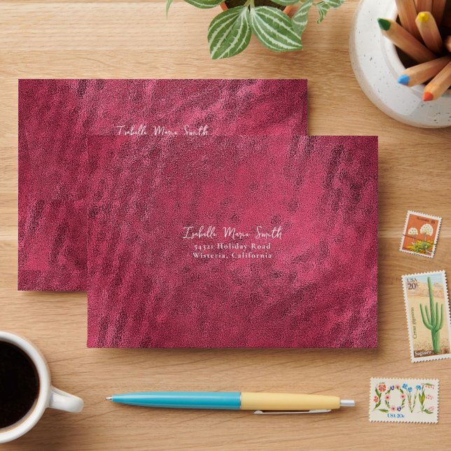 Elegant Faux Metallic Burgundy Design Wedding  Envelope (Creator Uploaded)