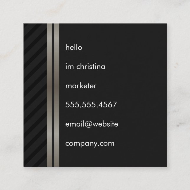 Elegant Faux Metallic Double Trim with Stripes Square Business Card (Front)