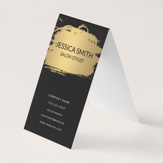 Elegant Faux Metallic Gold and Black Business Card (Front)
