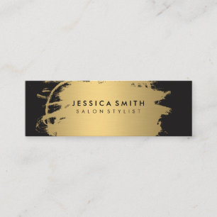 Elegant Faux Metallic Gold and Black Mini Business Card