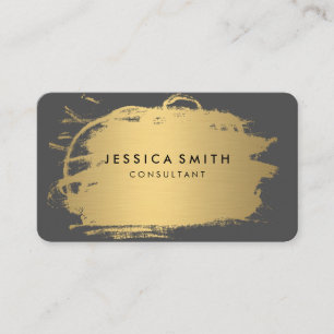 Elegant Faux Metallic Gold and Grey Business Card