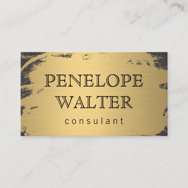 Elegant Faux Metallic Gold and Pattern Business Card (Front)