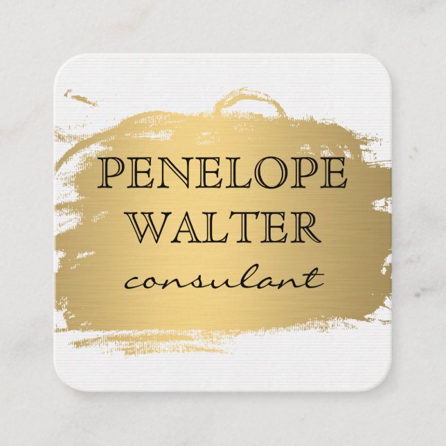 Elegant Faux Metallic Gold and Pattern Square Business Card (Front)