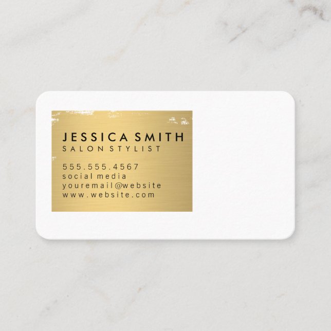 Elegant Faux Metallic Gold Brushed Business Card (Front)
