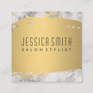 Elegant Faux Metallic Gold Brushed Square Business Card