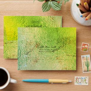 Elegant Faux Metallic Green Design Wedding  Envelope