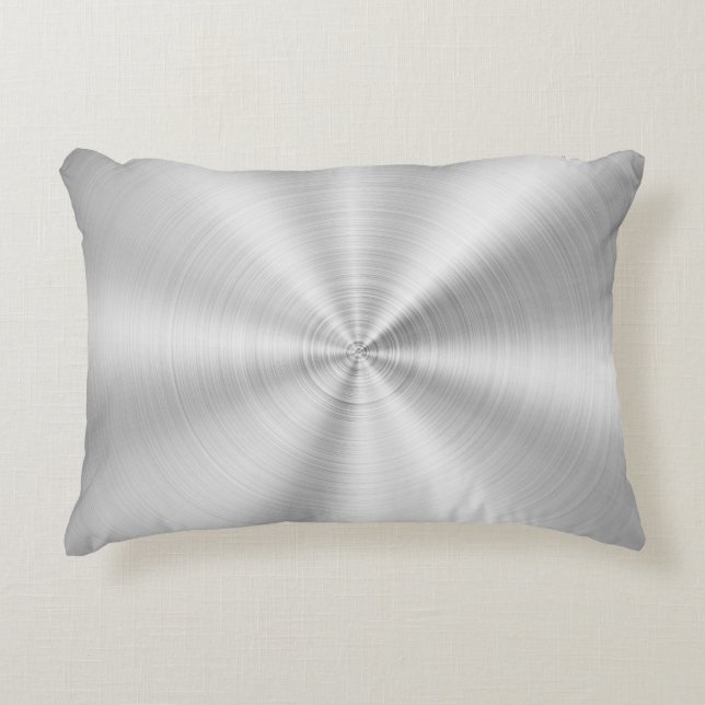 Elegant Faux Metallic Shiny Silver Decorative Cushion (Front)