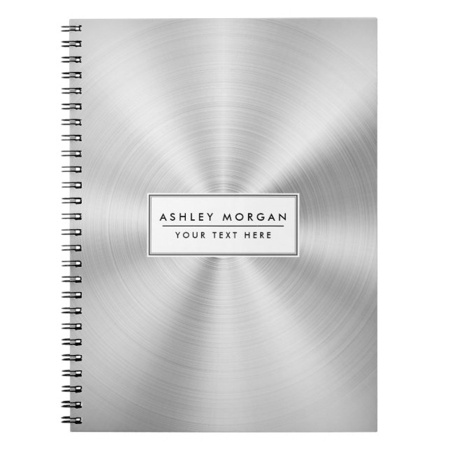 Elegant Faux Metallic Shiny Silver Notebook (Front)