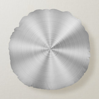 Elegant Faux Metallic Shiny Silver Round Cushion