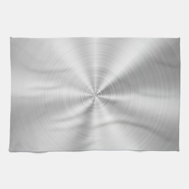 Elegant Faux Metallic Shiny Silver Tea Towel (Horizontal)