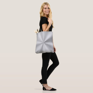 Elegant Faux Metallic Shiny Silver Tote Bag