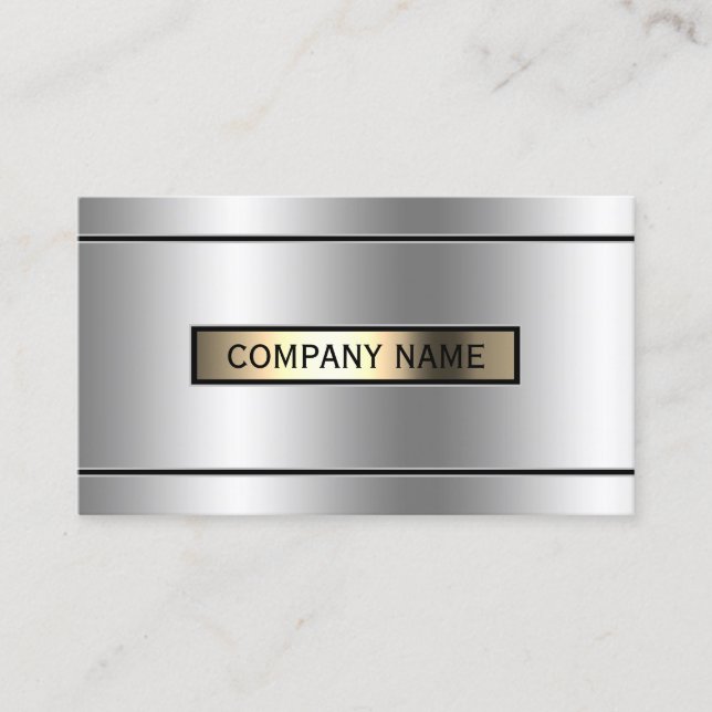Elegant faux metallic silver and gold  business card (Front)