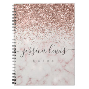 Elegant faux ombre white marble notebook