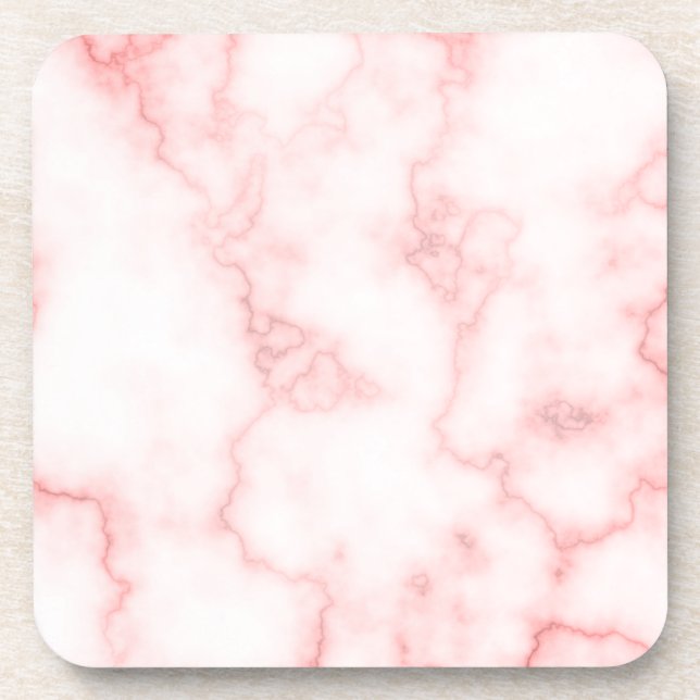 Elegant Faux Pink Marble Beverage Coaster (Front)