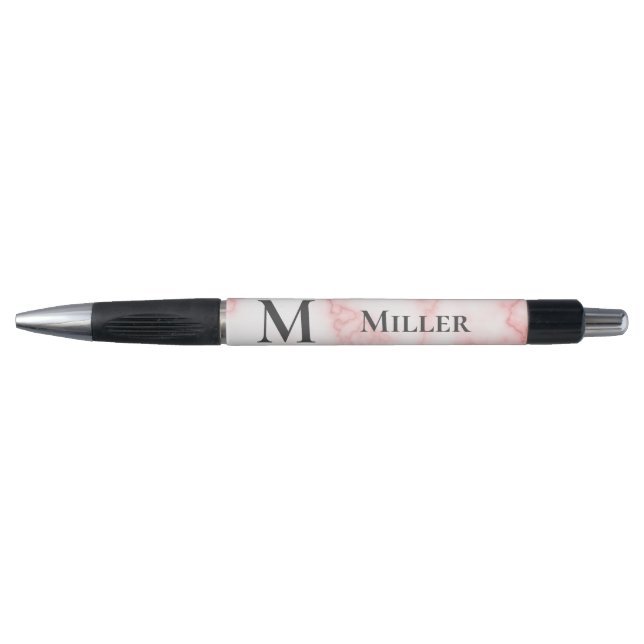 Elegant Faux Pink Marble Initial Monogram Name (Front)