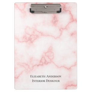 Elegant Faux Pink Marble Job Title Name Template Clipboard