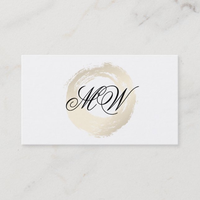 Elegant Faux Platinum Brushed Fancy Monogram Business Card (Front)