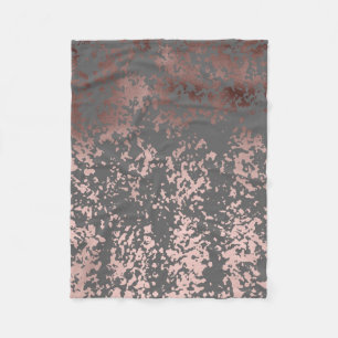 elegant faux rose gold and grey brushstrokes fleece blanket